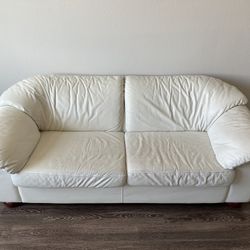 White leather love seat couch