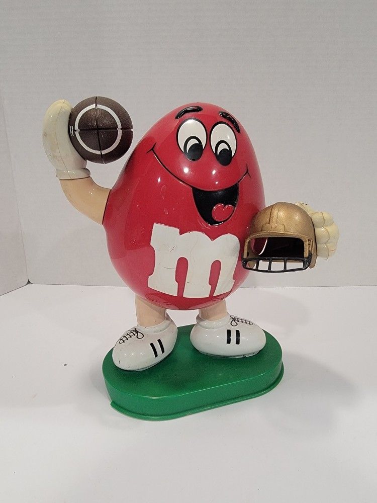 M&M's 1995 Red Football M&M Dispenser ~ Candy Dispenser, Gold Helmet
