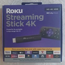 Roku Streaming Stick 4K/HDR/Dolby Vision Streaming Device - Brand New
