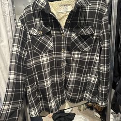 Black/White Fleece Flannel