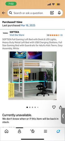 Gaming loft bed with desk