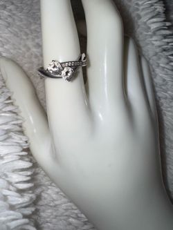 Vintage Sterling & CZ Toi Et Moi Ring, size 8