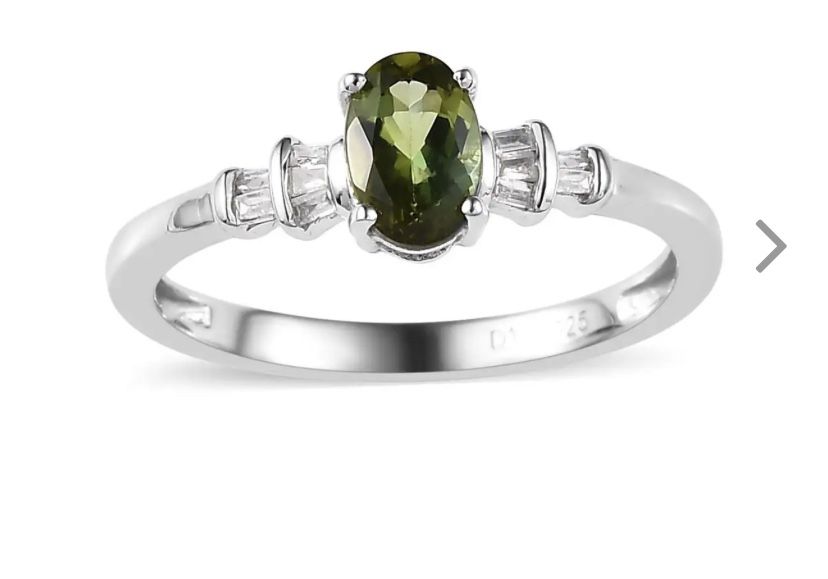 Premium Natural Calabar Green Tourmaline & Diamond Ring - Sz 8 - new!