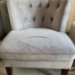 Gray Accent Chair with Dark Wood Legs