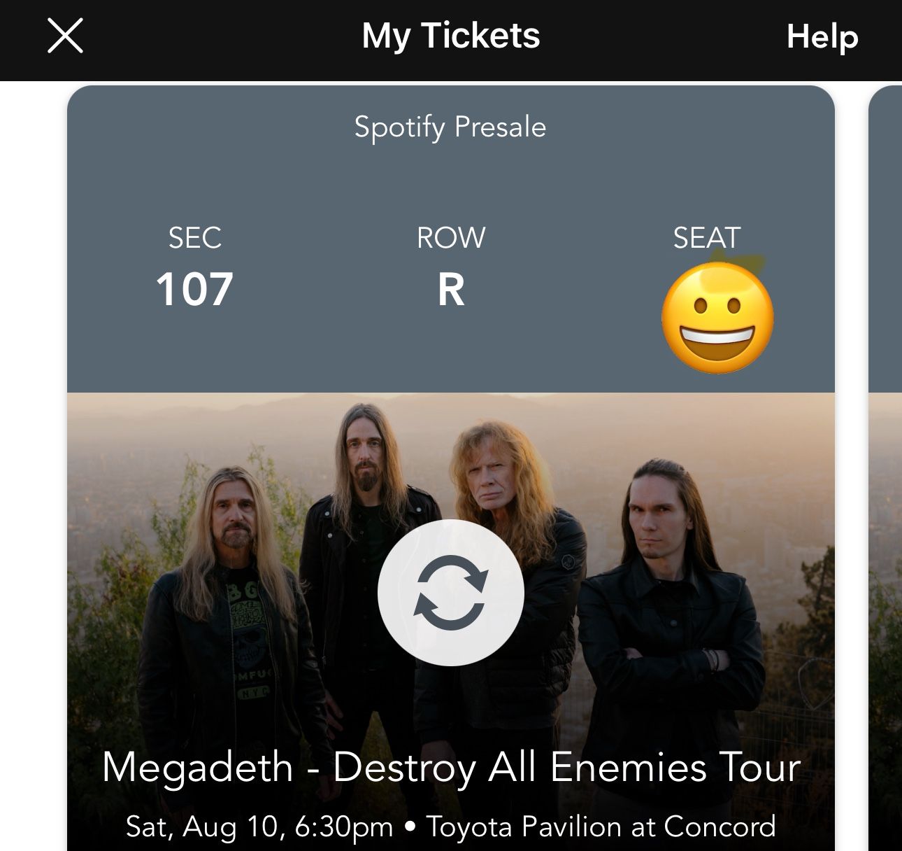 Megadeth Concert Concord August 10th 2 Tickets