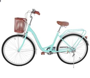 NEW IN BOX Classic Retro Cruiser Bicycle with Basket & Cargo Rack Mint Green