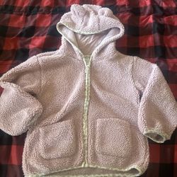 Carters Toddler Girls Zip Up Faux Sherpa Hooded Jacket Size 5T