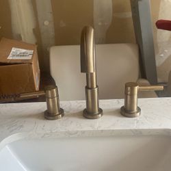 Bathroom vanity with faucet