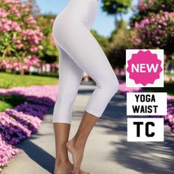 NEW Womens White Capri Leggings Soft As Lularoe OS/TC