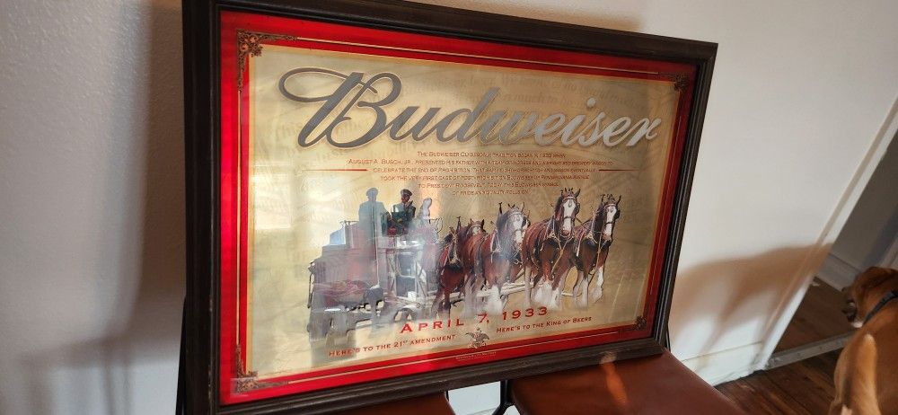 Budweiser Mirror ( Here's To The 21st Amendment 1933 ) Clydesdale