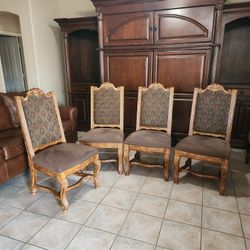  Renaissance Style Real Wood Heavy Dining Chairs 