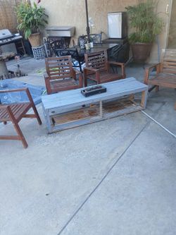For wooden chairs and a wooden table