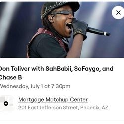 Don Toliver Tix July 1, 2026 @ 7:30pm  Section 101 BOTH Tickets For $400