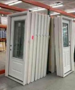 White Exterior Door with Glass Panel