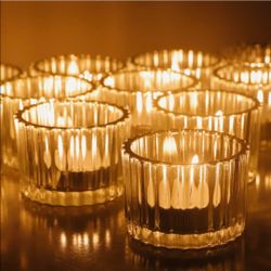 Set of 23 Tealight Candle Holder, Glass Tea Lights Candle Holder for Birthday Decorations, Crystal Clear Candle Holders for Table Centerpiece(2 in x 1