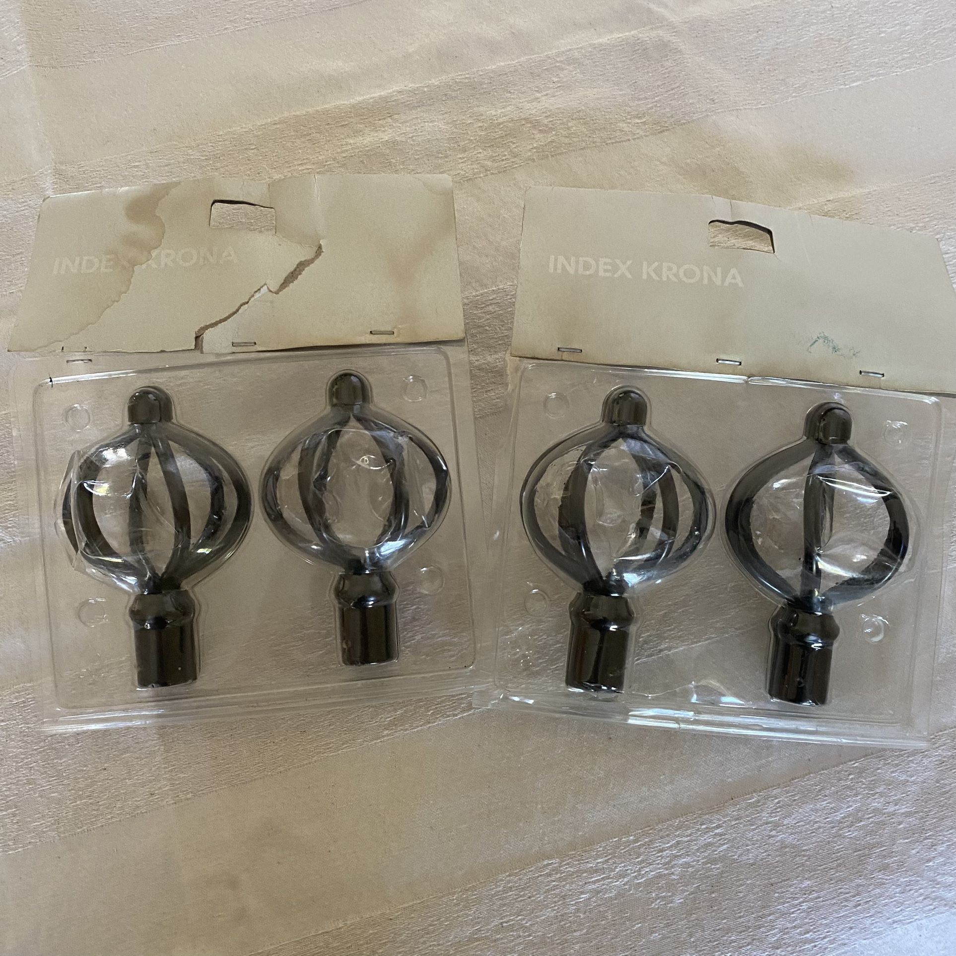 IKEA Index Krona Black Metal Curtain Rod Finials Cage Design Spiral for