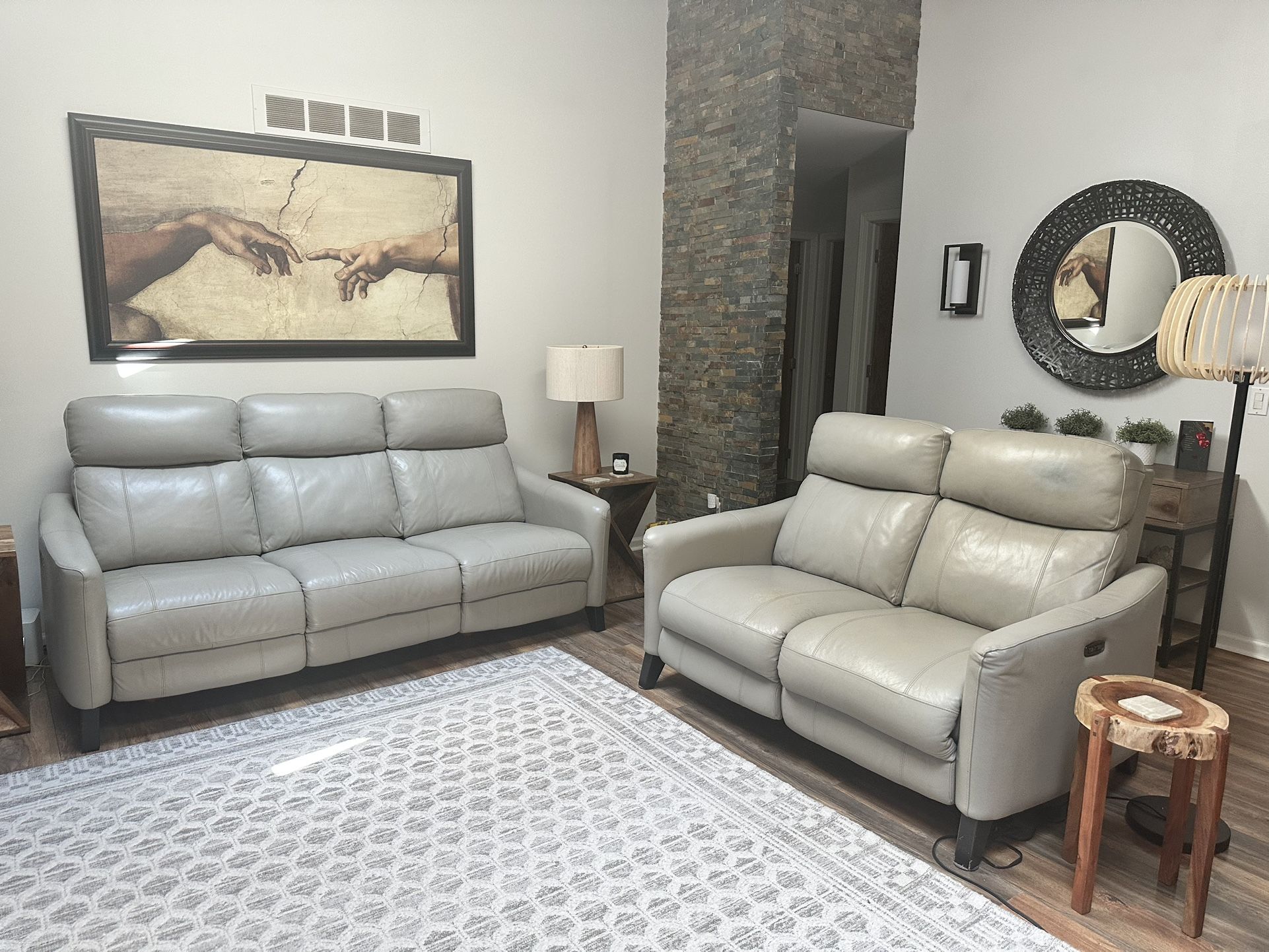 Leather Power Reclining Sofa and Loveseat 