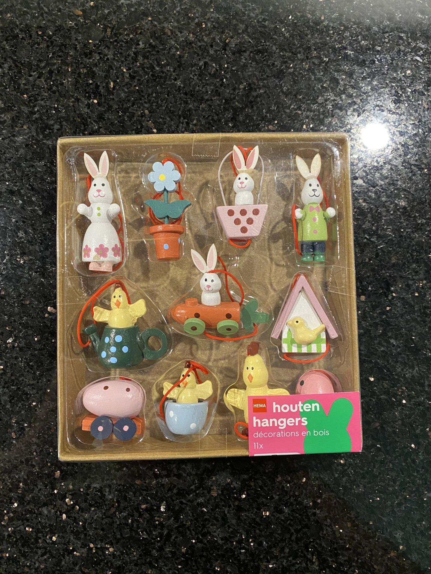 11 Piece Handmade Wooden Miniature Easter Decorations