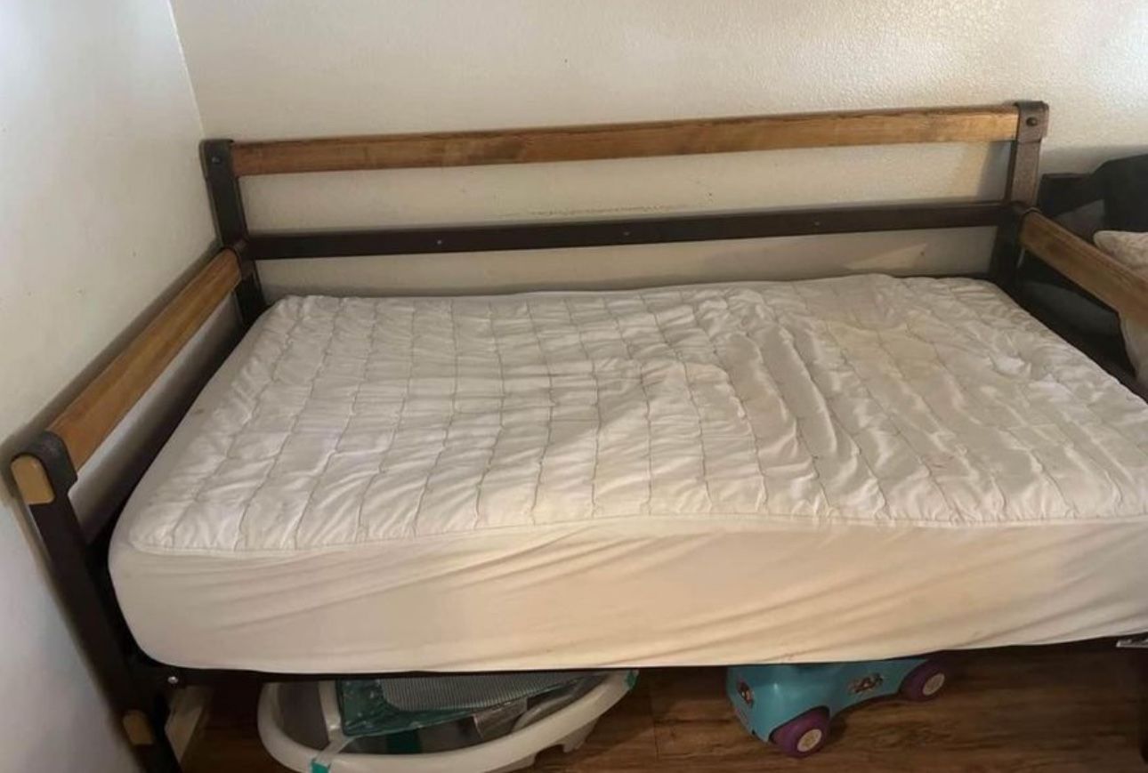 Twin Bed Frame And Mattress With Cover 
