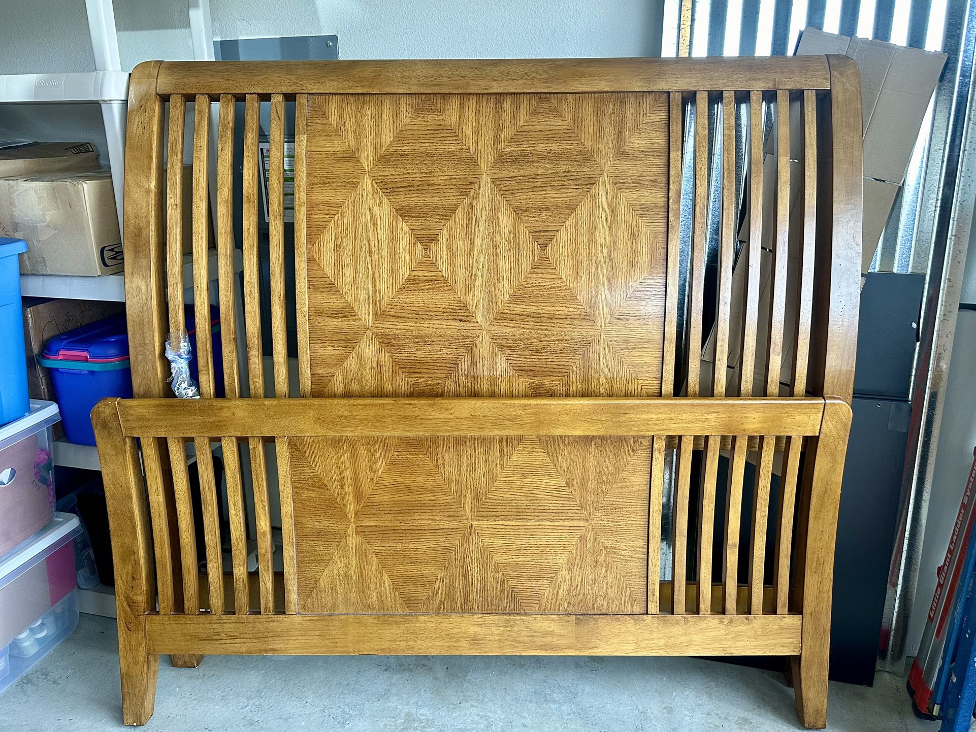 Queen Bedroom Set - Beautiful Solid Wood, Sleigh Style Bed, 2 Night Stands, Large Credenza W/Mirror (not Shown), Tall Dresser.