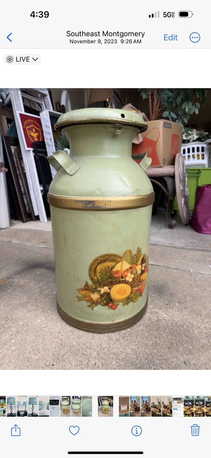 Antique Milk Can Large Size Solid Iron Cast