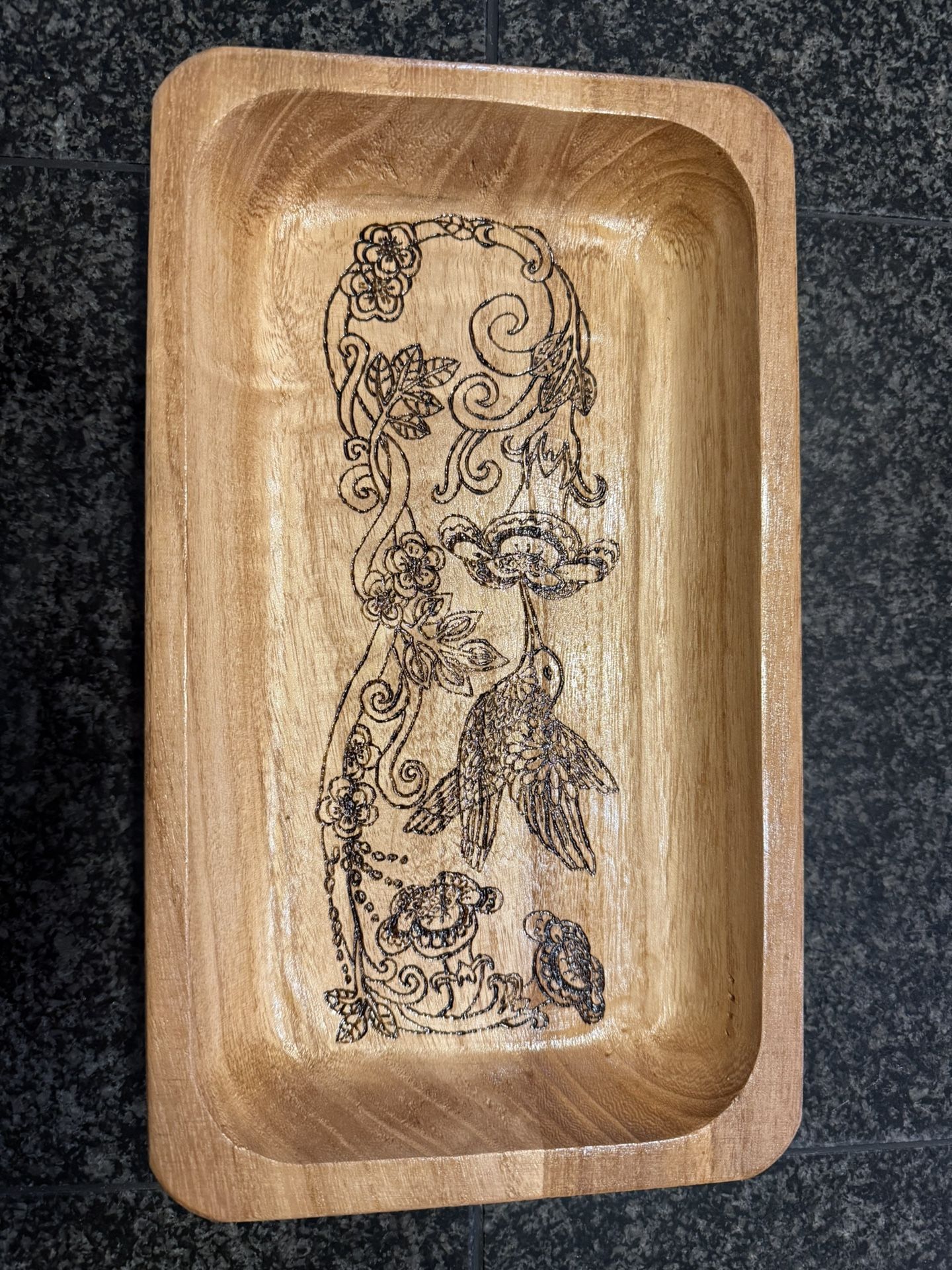 Hand Burned Wooden Tray