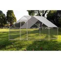 43CC Metal Large Chicken Coop Walk-in Poultry Cage Large Chicken Run Spire Shaped Cage with Waterproof Anti-Ultraviolet Cover. š°80$