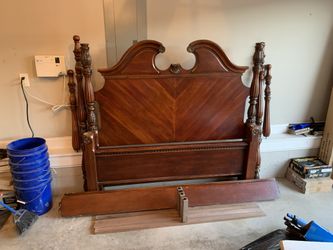 Full Size Solid Hardwood Bed Frame with Slats 