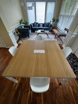 Ikea work table with 4 matching chairs