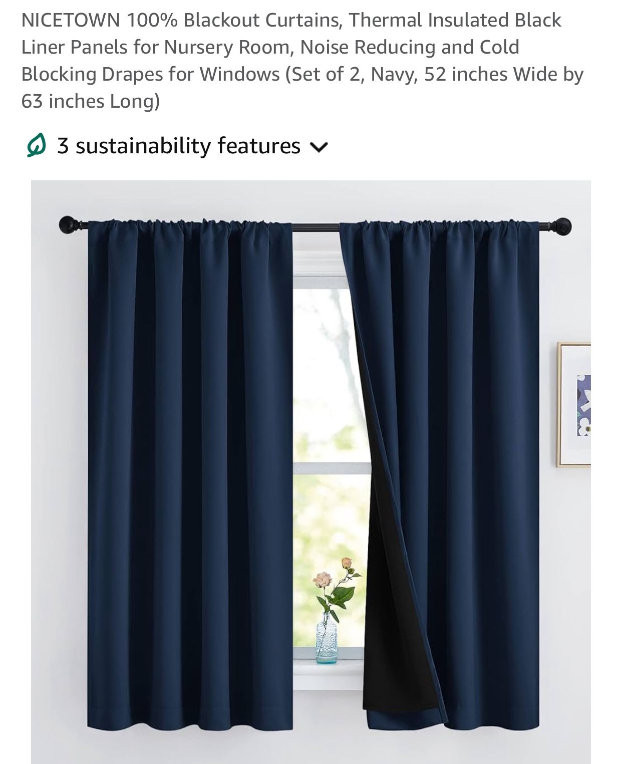 Blackout Navy Blue Window Curtains