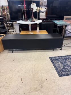 Black Low-Profile Media Console with Metal Legs  63” x 13” x 17” H