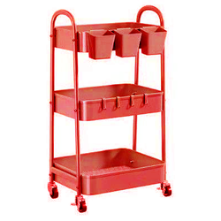 $10 - Red Rolling Storage Cart - 3 Tier