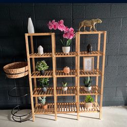 Costway Bamboo Plant Organizer Shelf