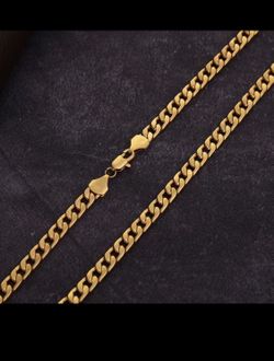 Fashion 18k Gold Chain Necklace 6mm Wide Cuban Chain For Women Men Chains 