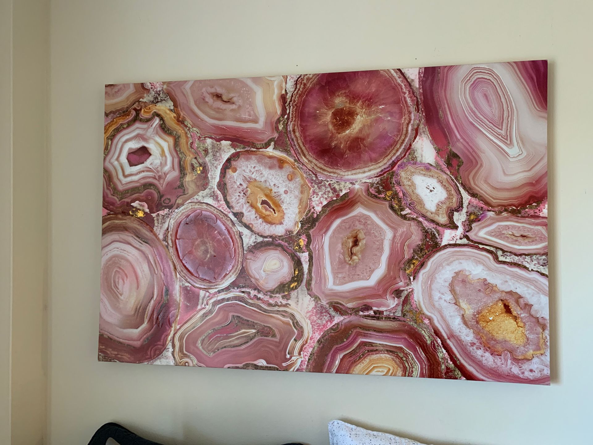 Modern Geode Agate Wall Hanging - wrapped canvas - 47”x 31.5”