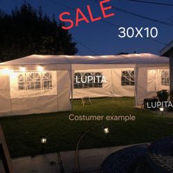 10x30 White Gazebo Wedding Party Tent Canopy  With 6 Windows & 2 Sidewalls-8 (FOR SALE) Carpa