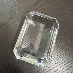 Tiffany Crystal Glass Diamond Gem Paperweight Emerald Cut Etched Tiffany & Co.