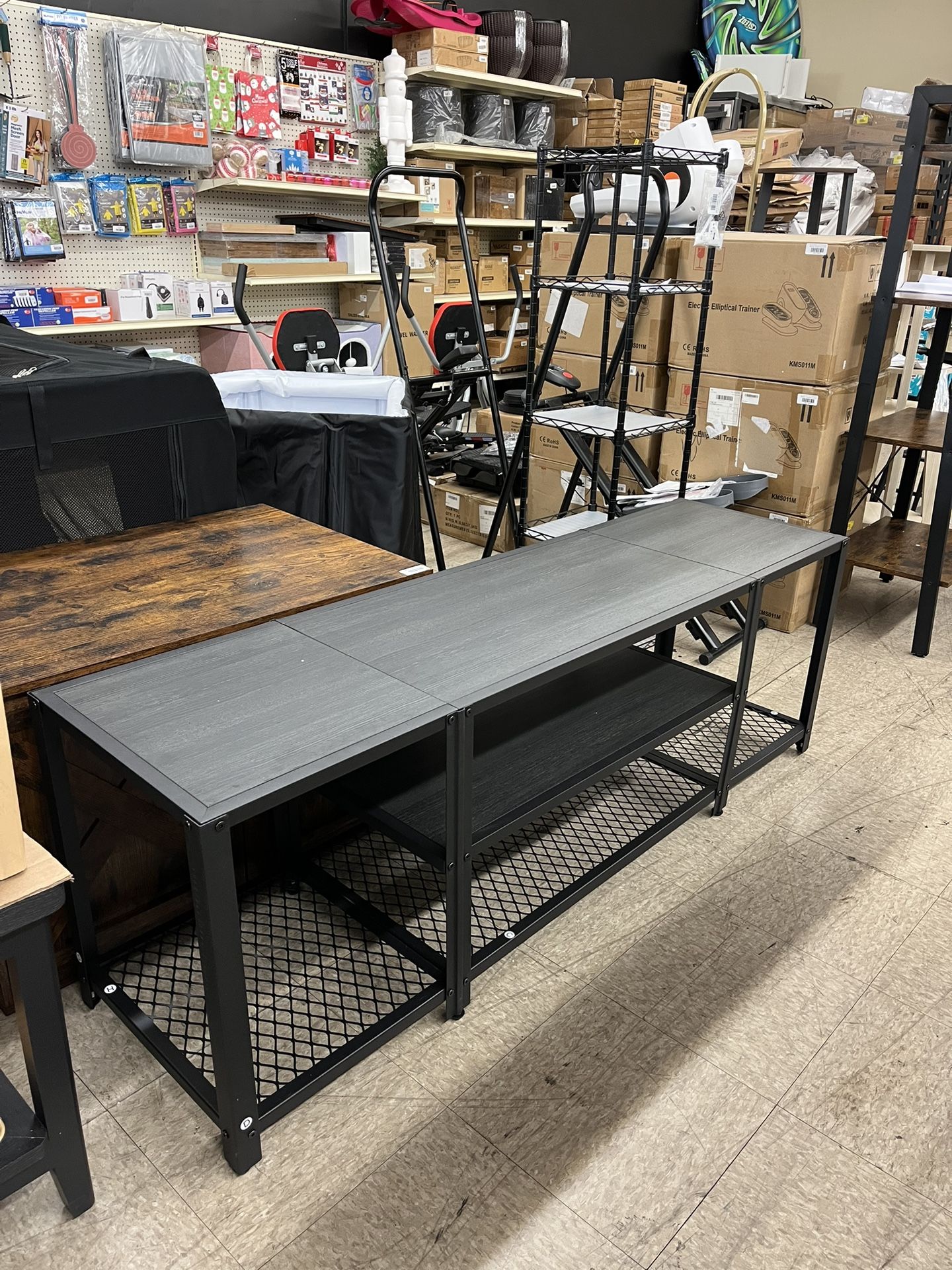 VASAGLE 3 Tier Entertainment Center Industrial TV Console Table w/ Open Storage Shelves - Black