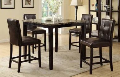 Brand new brown faux marble counter high diining set