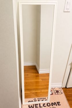 Full-Length White Framed Mirror