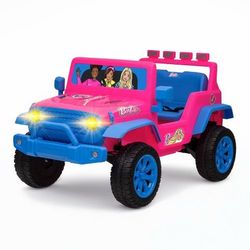 Barbie Ride On Car 12V Battery Powered Pink Design with All Terrain Wheels
