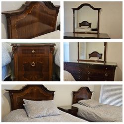 Italian solid wood bedroom set includes 2 beds dresser with mirror nightstand Includes mattresses