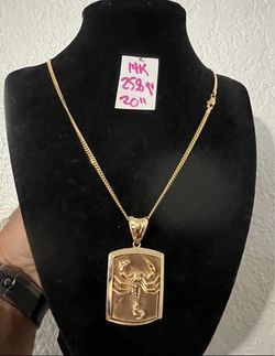 14K Solid Gold Chain and Pendant For Wedding 25.8Gr 20 Inches Long