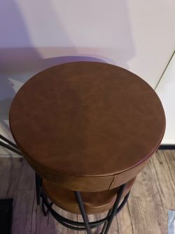 Set of 2 Brown Faux Leather Bar Stools