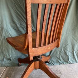 Antique Solid Oak Office Chair with new casters