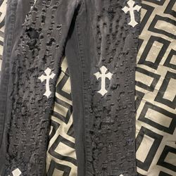 Grey Jeans With Cross 