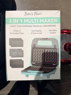 3-in-1 Multi Maker with Removable Nonstick Plates – Brand New
