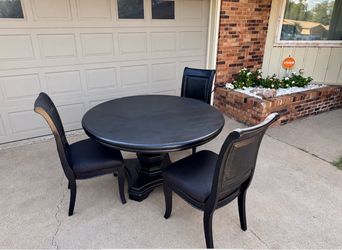 Black Round Dining Table with 3 Chairs