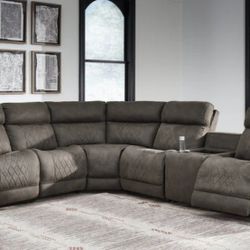 Hoopster Gunmetal 6-Piece Power Reclining Sectional
,seccional, Couch/Delivery Available, Financing Options/Ask For A Discount Code 