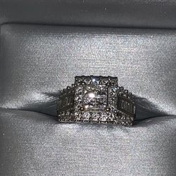 14k White Gold Quad Diamond Ring Size 7